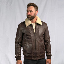 Load image into Gallery viewer, Men's Vintage Lambskin A2 Brown Leather Shearling Bomber Jacket