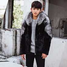 Load image into Gallery viewer, Men’s Winter fox fur mink hooded fur coat Jacket