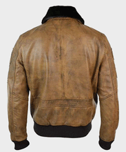 Load image into Gallery viewer, Mens Aviator Tan Bomber Leather Jacket | Buy Bomber Shearling Jacket