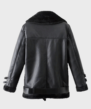 Load image into Gallery viewer, Mens Black Shearling Winter Leather Jacket | Shearling Leather Jacket