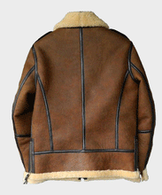 Load image into Gallery viewer, Mens Brown B3 Shearling Aviator Leather Jacket
