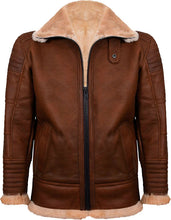 Load image into Gallery viewer, Mens Brown Nappa Leather Jacket With Fur - Shearling leather