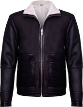 Load image into Gallery viewer, Mens Brown Soft Aviator Leather Jacket With Fur - Shearling leather