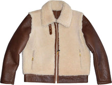Load image into Gallery viewer, Mens Cowhide Out Tan Brown Leather Jacket With Fur - Shearling leather