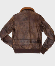 Load image into Gallery viewer, Distressed Brown Flight Bomber Jacket | Mens Shearling Bomber Jacket