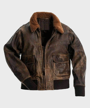 Load image into Gallery viewer, Mens Aviator Distressed Brown G-1 Flight Leather Jacket