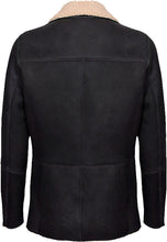Load image into Gallery viewer, Mens Double Breasted Real Leather Jacket With Fur - Shearling leather