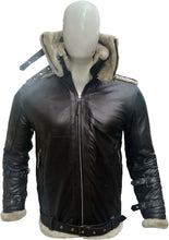Load image into Gallery viewer, Mens Double Collar Leather Jacket With Fur - Shearling leather