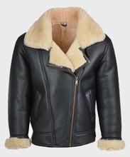 Load image into Gallery viewer, Mens B3 Black Shearling Leather Jacket