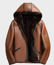 Load image into Gallery viewer, Mens Shearling Brown Sheepskin Leather Jacket