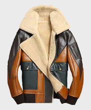Load image into Gallery viewer, Mens Shearling Sheepskin Bomber Leather Jacket