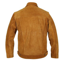 Load image into Gallery viewer, Mens Tan Suede Genuine Leather Jacket - Shearling leather