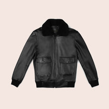 Load image into Gallery viewer, Mens Black G-1 Flight Leather Bomber Jacket