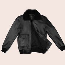Load image into Gallery viewer, Mens Black G-1 Flight Leather Bomber Jacket