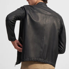 Load image into Gallery viewer, Mens Black Lambskin Biker Riding Leather Jacket