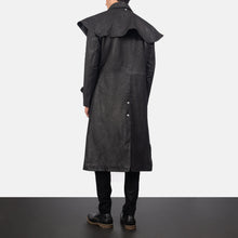 Load image into Gallery viewer, Mens Premium Sheepskin Leather Studded Black Leather Duster Coat