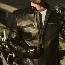 Load image into Gallery viewer, Mens Black Lambskin Leather Moto Riding Jacket