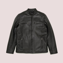 Load image into Gallery viewer, Mens Black Lambskin Leather Moto Riding Jacket