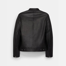 Load image into Gallery viewer, Mens Black Sheepskin Cafe Racer Leather Biker Jacket