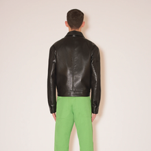 Load image into Gallery viewer, Mens Black Sheepskin Trucker Style Leather Jacket