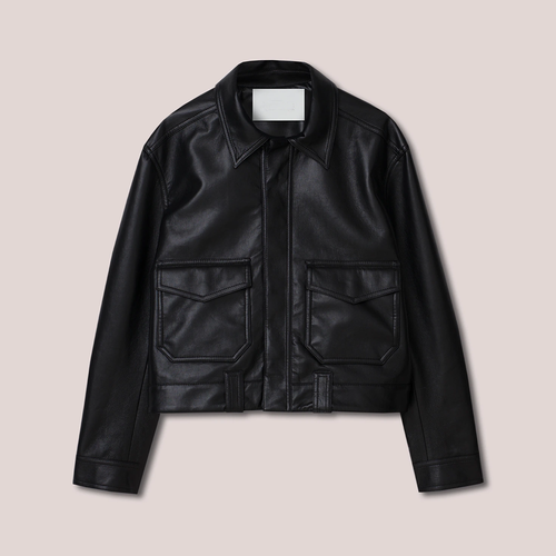 Mens Black Sheepskin Trucker Style Leather Jacket