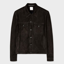 Load image into Gallery viewer, Mens Black Suede Leather Trucker Styled Jacket