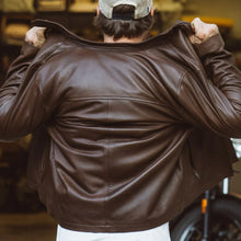 Load image into Gallery viewer, Mens Brown Cafe Racer Lambskin Leather Motorcycle Jacket