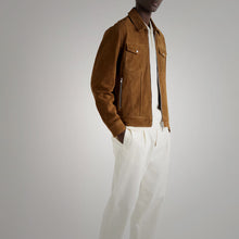 Load image into Gallery viewer, Mens Brown Suede Leather Trucker Jacket
