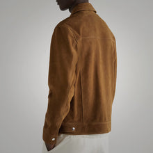 Load image into Gallery viewer, Mens Brown Suede Leather Trucker Jacket