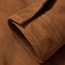 Load image into Gallery viewer, Mens Fur Collar Brown Suede Leather Trucker Jacket