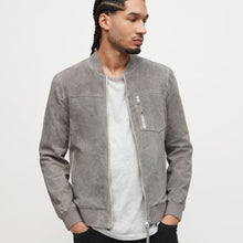 Load image into Gallery viewer, Mens Grey Suede Leather Bomber Jacket
