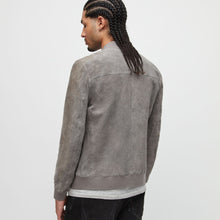 Load image into Gallery viewer, Mens Grey Suede Leather Bomber Jacket