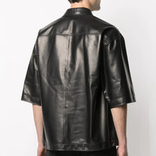 Load image into Gallery viewer, Mens Half Sleeves Soft Sheepskin Black Leather Shirt