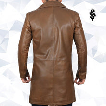 Load image into Gallery viewer, Mens Jackson Distressed Brown Winter Car Leather Trench Coat - Shearling leather