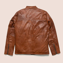 Load image into Gallery viewer, Mens Light Brown Cafe Racer Leather Motorbike Jacket