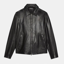 Load image into Gallery viewer, Mens Pointed Collar Black Shirt Style Leather Jacket