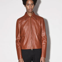 Load image into Gallery viewer, Mens Real Goatskin Shirt Style Brown Leather Jacket