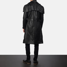 Load image into Gallery viewer, Mens Shinny Black Belted Lambskin Leather Duster Coat