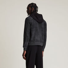 Load image into Gallery viewer, Mens Suede Leather Hooded Bomber Jacket