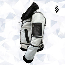 Load image into Gallery viewer, Mens WW RAF B3 Flying Fur Bomber Aviator Black Shearling Sheepskin White Leather Jacket - Shearling Leather Jacket