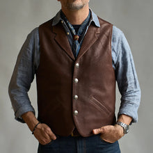 Load image into Gallery viewer, Mens Western Stlye Brown Leather Vest