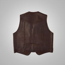 Load image into Gallery viewer, Mens Western Stlye Brown Leather Vest