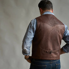 Load image into Gallery viewer, Mens Western Stlye Brown Leather Vest