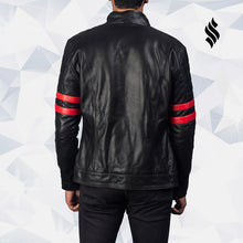 Load image into Gallery viewer, Black & Red Leather Biker Jacket | Motorbike Jackets | Biker Jackets
