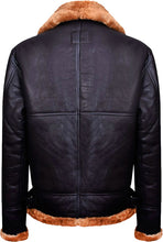 Load image into Gallery viewer, New Mens Aviator Bomber Leather Jacket With Fur - Shearling leather