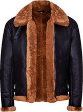 Load image into Gallery viewer, New Mens Aviator Bomber Leather Jacket With Fur - Shearling leather