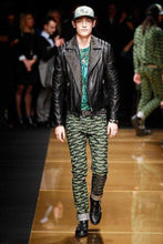 Load image into Gallery viewer, Golden Silver Studded Mens Black Cowhide Leather Jacket - Shearling leather