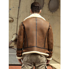 Load image into Gallery viewer, New Mens B3 Airforce Sheepskin Shearling Leather Jacket