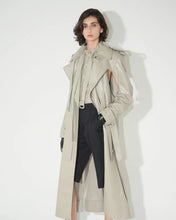 Load image into Gallery viewer, Off White Double Breasted Duster Leather Trench Coat