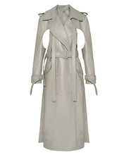 Load image into Gallery viewer, Off White Double Breasted Duster Leather Trench Coat